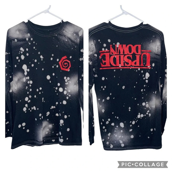 Stranger Things Upside Down Long Sleeve Bleach Tiedye Netflix Unisex Size Medium - Picture 1 of 8